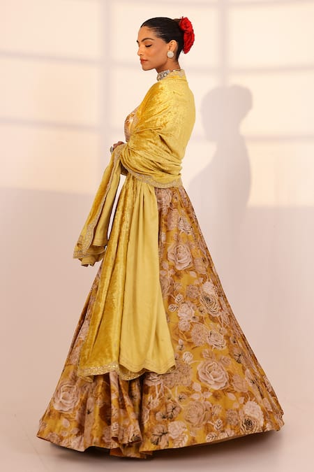 Sanam Garden Printed Velvet Lehenga Set 