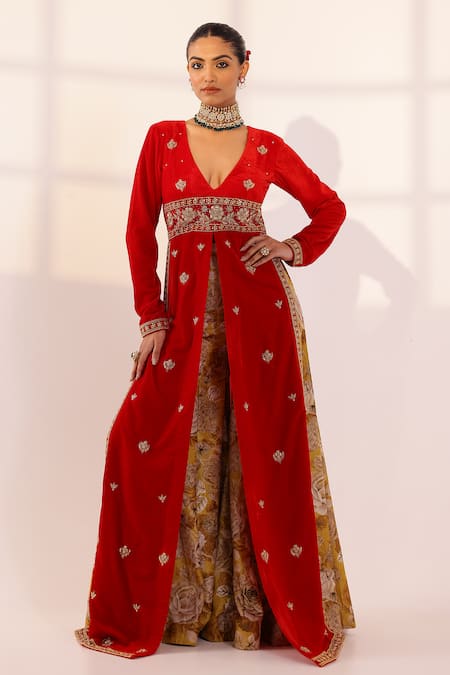 SANAM Floral Embroidered Kurta & Sharara Set 