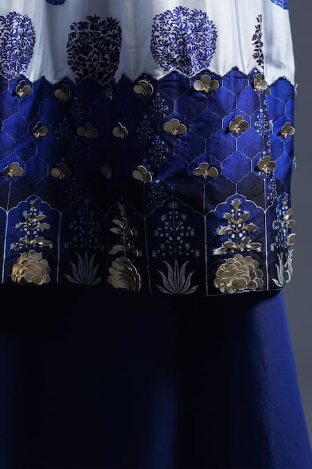 Buy_Thetaa_White Viscose, Silk Organza, Silk, Satin Floral Butti Anarkali Set With Dupatta _Online_at_Aza_Fashions