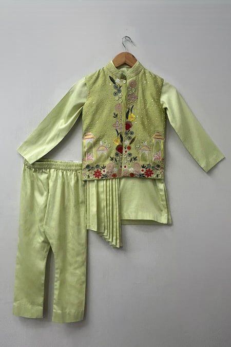 Turqidz By Shweta Aggarwal Floral Bloom Hand Embroidered Nehru Jacket 