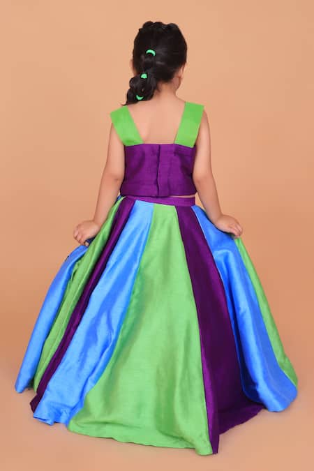 Turqidz By Shweta Aggarwal Multi Color Mirror Embroidered Lehenga Set 