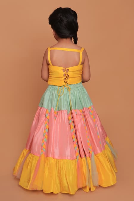 Turqidz By Shweta Aggarwal Tiered Lehenga & Sequin Embroidered Blouse 