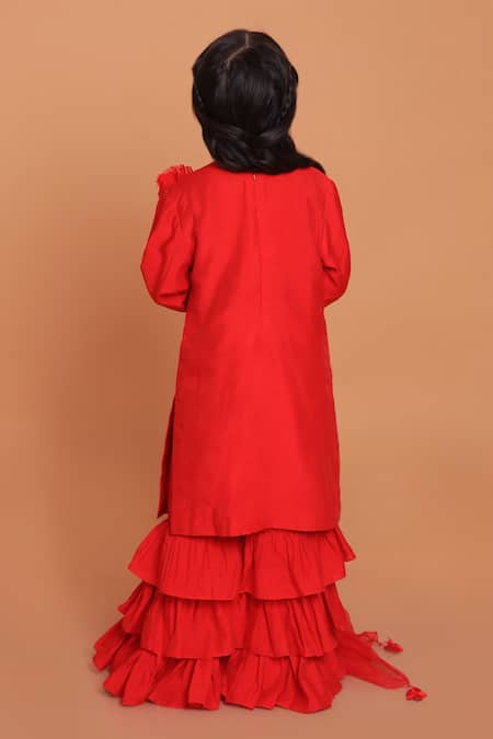 Turqidz By Shweta Aggarwal Floral Applique Kurta Sharara Set 