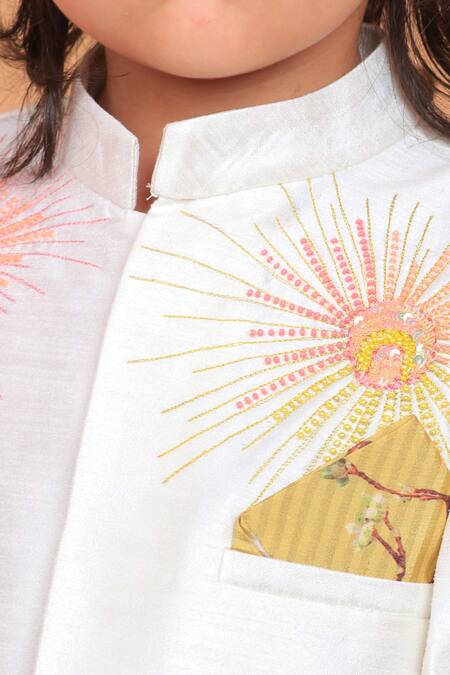 Buy_Turqidz By Shweta Aggarwal_Off White Satin, Sequins, Beads, Embroidery Sherwani And Pant Set _Online_at_Aza_Fashions