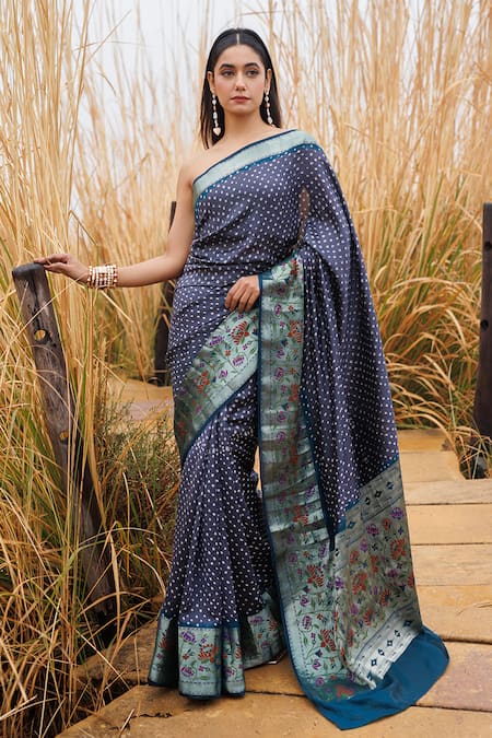 Geroo Jaipur Bandhani Woven Saree With Unstitched Blouse Piece 