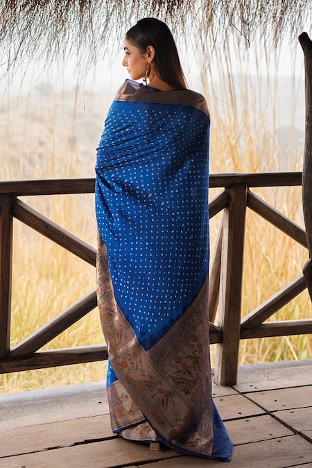 Geroo Jaipur Bandhani Handwoven Designer Saree 