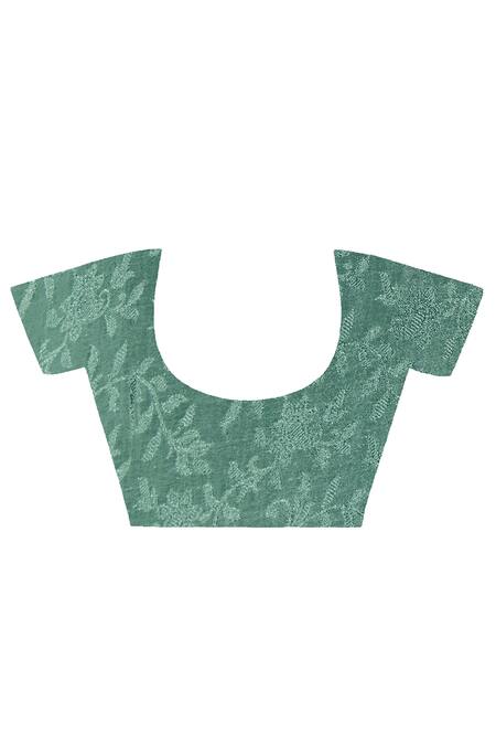 Geroo Jaipur_Green Chiffon Leheriya Ruffle Pre-stitched Saree _at_Aza_Fashions