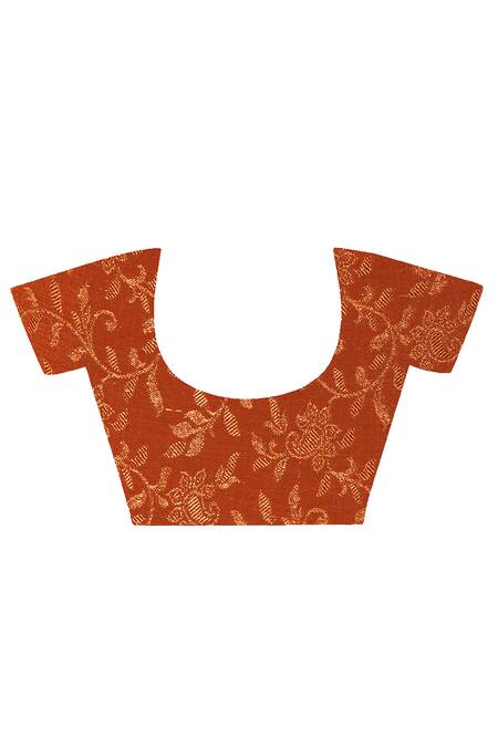 Geroo Jaipur_Orange Chiffon Ruffle Pre-stitched Saree With Blouse Piece _at_Aza_Fashions