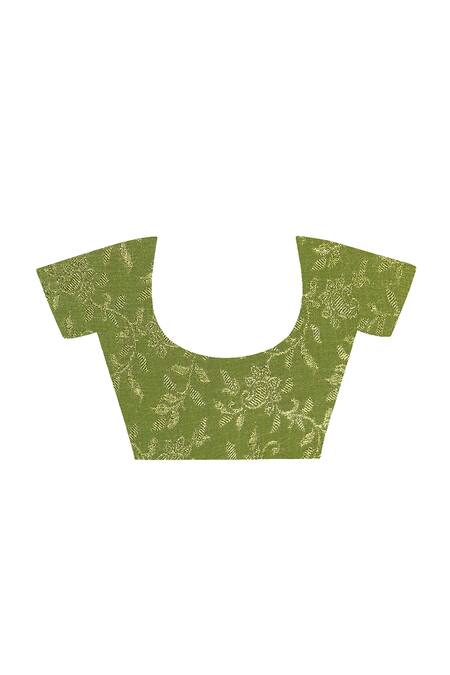 Shop_Geroo Jaipur_Blue Chiffon Ruffle Pre-stitched Saree And Blouse Piece 