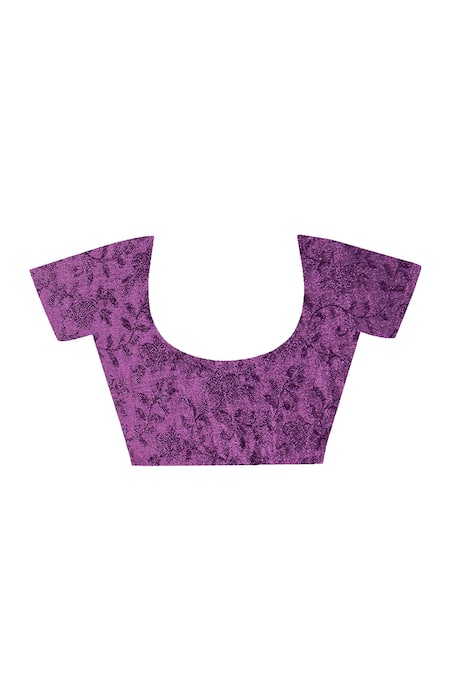 Shop_Geroo Jaipur_Wine Chiffon Leheriya Pre-stitched Saree And Blouse Piece 