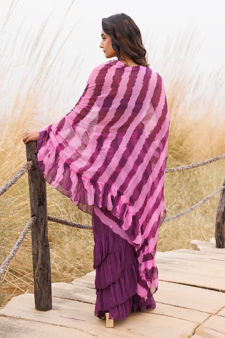 Geroo Jaipur Leheriya Pre-Stitched Saree & Unstitched Blouse Piece 