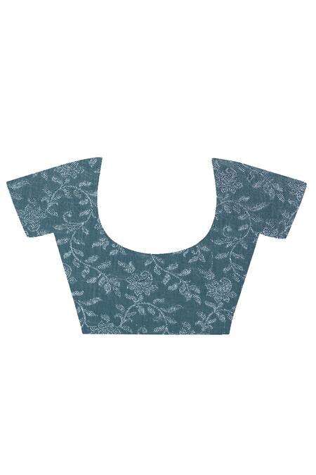 Geroo Jaipur Green Chiffon Ruffle Bordered Pre-stitched Saree And Blouse Piece at Aza Fashions Geroo Jaipur_Green Chiffon Ruffle Bordered Pre-stitched Saree And Blouse Piece _at_Aza_Fashions