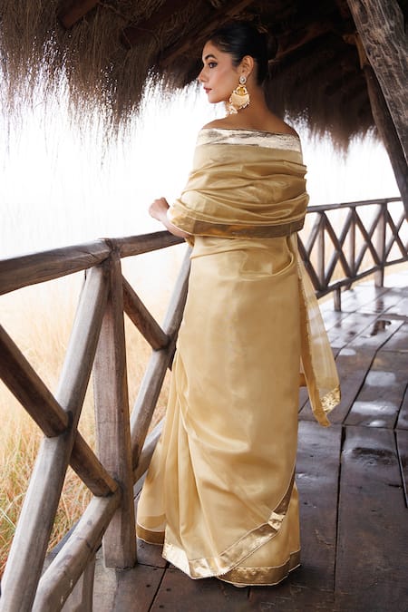 Geroo Jaipur Gota Border Woven Saree 