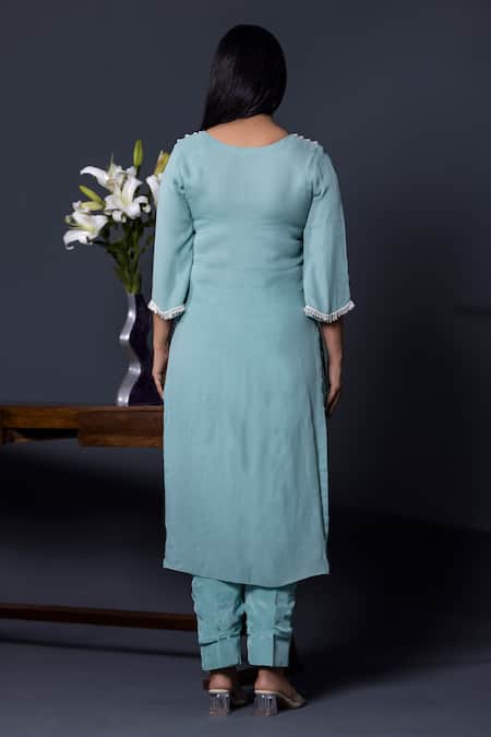 Shweta Dabas Pearl Dewdrop Embellished Kurta Pant Set 