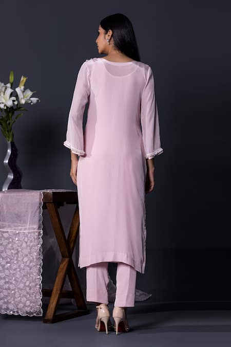 Shweta Dabas Pearl Dewdrop A-Line Kurta Pant Set 