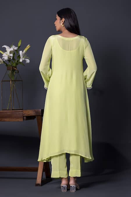 Shweta Dabas Embellished Green Anarkali Set 