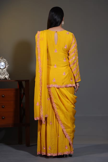 Shweta Dabas Bloom Vine Embroidered Kurta & Gharara Set 