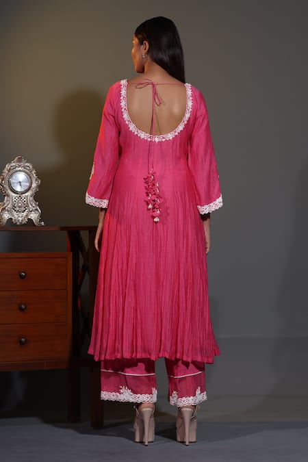 Shweta Dabas Dori Pearl Embroidered Anarkali Set 