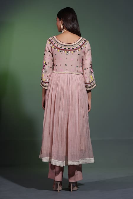 Shweta Dabas Ditsy Bloom Embroidered Anarkali Set 