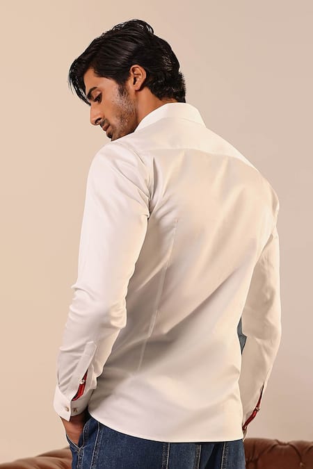 Abkasa Embroidered Contrast Panel Shirt 