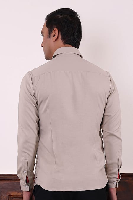Abkasa Beige Pintuck Detailed Shirt 