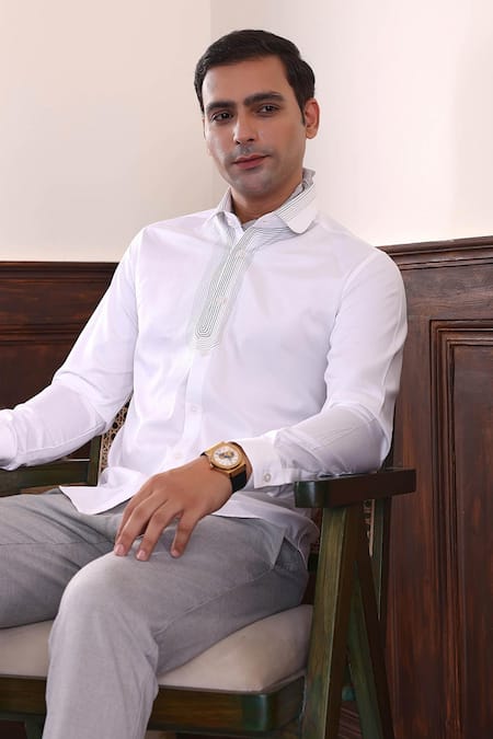 Buy Abkasa White Cotton Satin Embroidery Thread Shirt Online at Aza Fashions Buy_Abkasa_White Cotton Satin Embroidery Thread Shirt _Online_at_Aza_Fashions