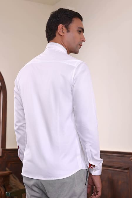 Abkasa Thread Embroidered White Shirt 
