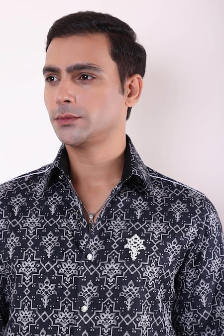 Shop_Abkasa_Multi Color Cotton Satin Beads Embroidered Shirt _Online_at_Aza_Fashions