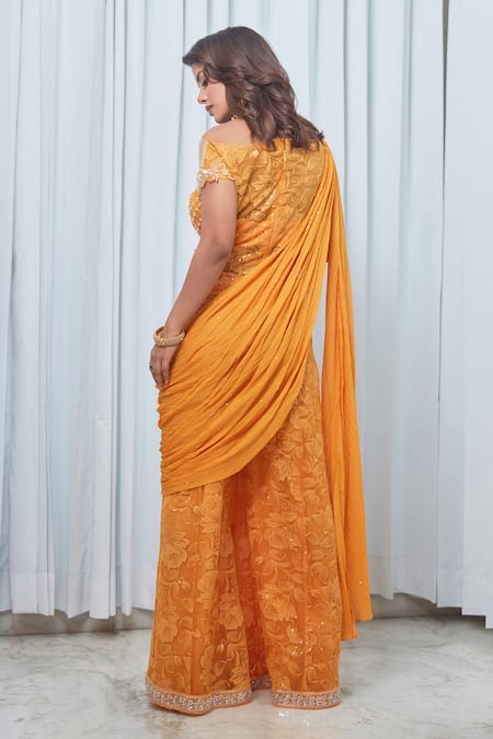 Saaj By Ankita Cutwork Embroidered Jumpsuit Saree 