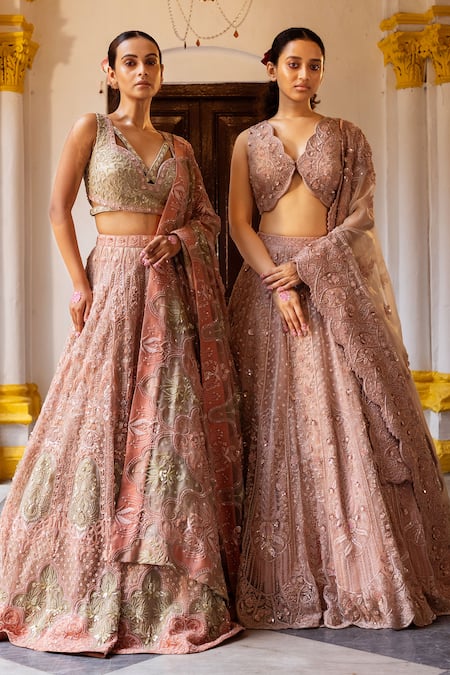 Ruceru Zardozi Floral 3D Sequin Lehenga Set 