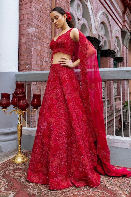 Ruceru Cutdana Embroidered Bridal Lehenga Set 