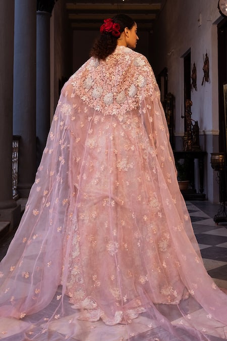 Ruceru Floral Vine Zardozi Embroidered Lehenga Set 