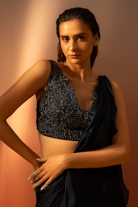 Ruceru Cutdana Hand Embroidered Pre-Draped Saree 