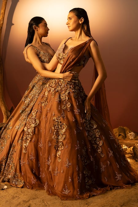 Ruceru 3D Floral Embroidered Lehenga Set 