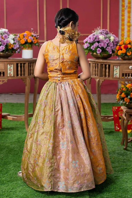 Kirti Agarwal - Pret N Couture Gradient Floral Vine Embroidered Lehenga Set 