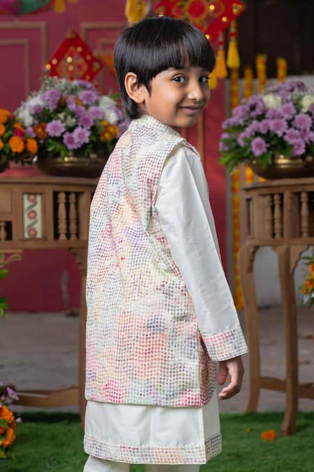 Shop_Kirti Agarwal - Pret N Couture_White Cotton, Silk Embroidery Thread Bundi Pant Set _Online_at_Aza_Fashions