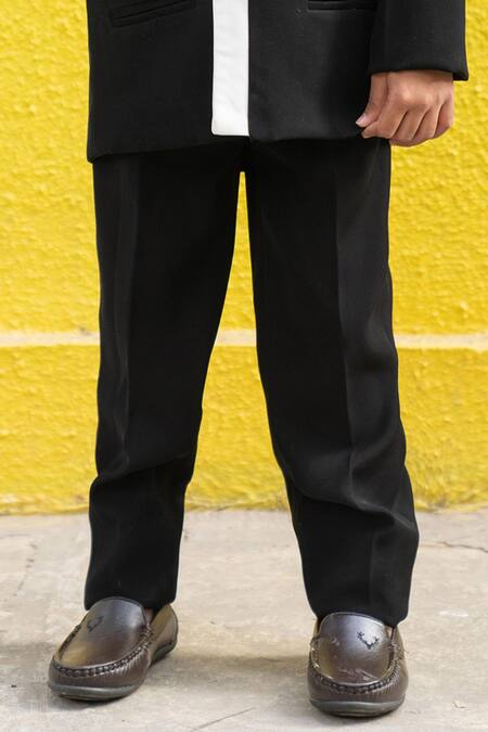 Kirti Agarwal - Pret N Couture_Black Gingham, Cotton Embroidery Cutdana Blazer Set _Online_at_Aza_Fashions