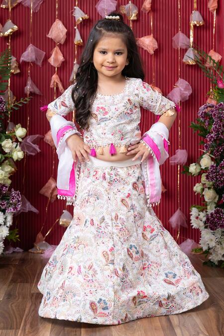 Kirti Agarwal - Pret N Couture_Off White Satin, Organza, Georgette Sequins, Embroidery, Floral Lehenga Set _Online_at_Aza_Fashions