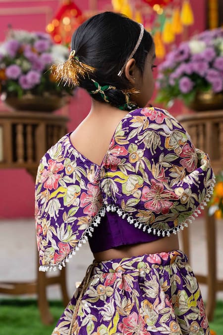 Buy Kirti Agarwal - Pret N Couture Purple Crepe, Cotton Pearls, Embroidery Floral Lehenga Set Online at Aza Fashions Buy_Kirti Agarwal - Pret N Couture_Purple Crepe, Cotton Pearls, Embroidery Floral Lehenga Set _Online_at_Aza_Fashions