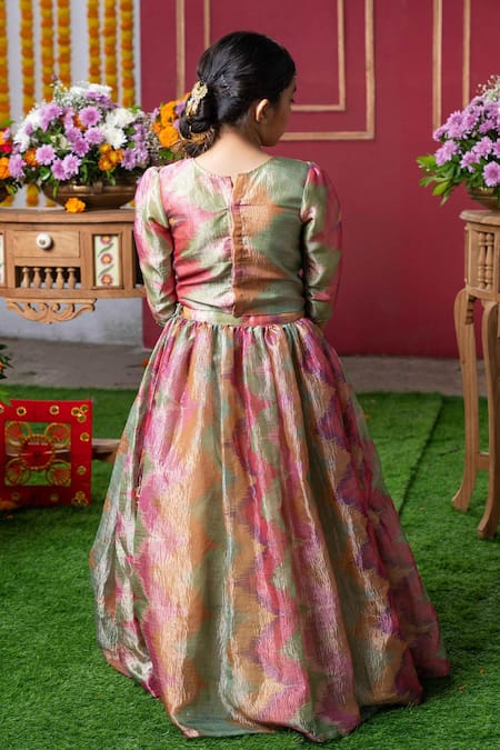 Kirti Agarwal - Pret N Couture Multi Color Tissue, Silk, Cotton Mirrors, Sequins, Embroidery And Lehenga Set Online at Aza Fashions Kirti Agarwal - Pret N Couture_Multi Color Tissue, Silk, Cotton Mirrors, Sequins, Embroidery And Lehenga Set _Online_at_Aza_Fashions