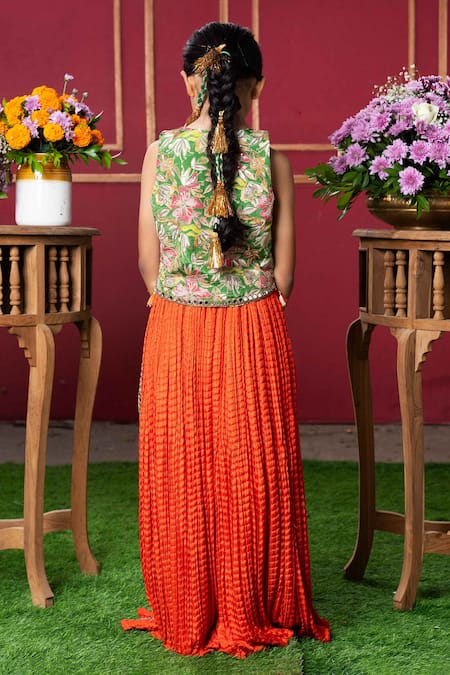 Kirti Agarwal - Pret N Couture Floral Mirror Embroidered Peplum Top & Sharara Set 