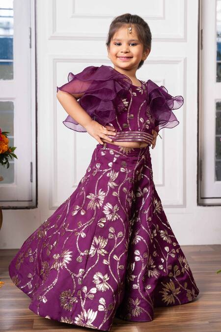 Kirti Agarwal - Pret N Couture Purple Organza, Cotton Gota Patti Embroidered Lehenga Set Online at Aza Fashions Kirti Agarwal - Pret N Couture_Purple Organza, Cotton Gota Patti Embroidered Lehenga Set_Online_at_Aza_Fashions