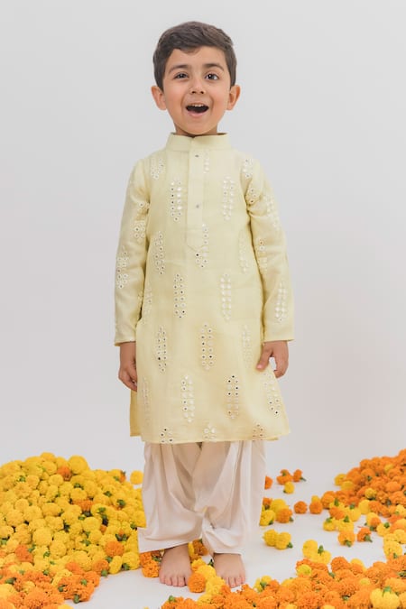 Chotibuti x AZA Yellow Mirror Embroidered Kurta Set 