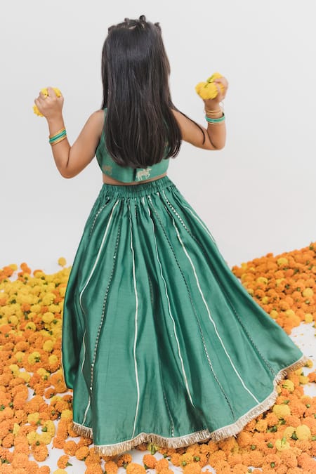 Chotibuti X AZA Gota Embellished Green Lehenga Set 