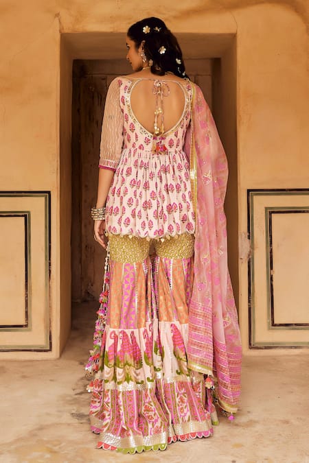 Maayera Jaipur Crest Blossom Peplum Kurta Sharara Set 