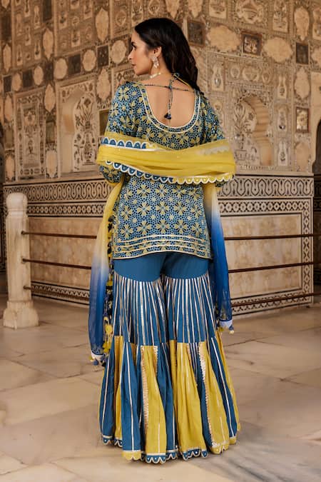 Maayera Jaipur Bloom Jaal Print & Embroidered Kurta Set 