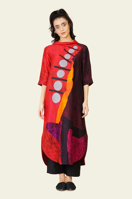 Taika by Poonam Bhagat Geometric Print Dori Embroidered Tunic 