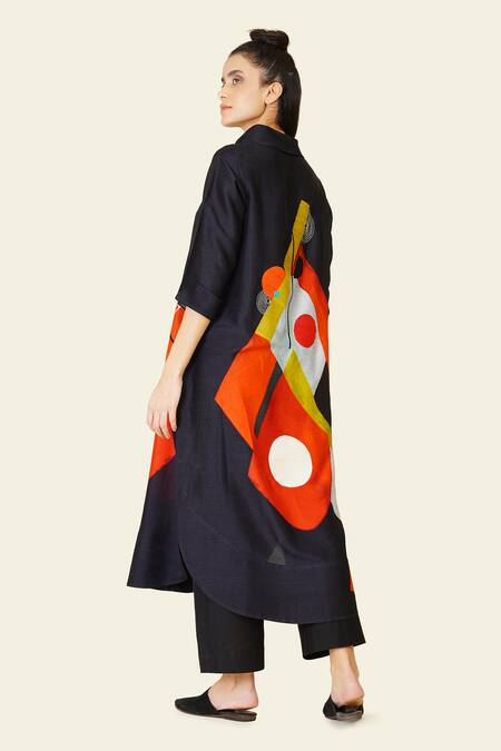 Buy Taika By Poonam Bhagat Multi Color Silk Embroidery Cowl Neck Multicolor Square Print Tunic Online at Aza Fashions Buy_Taika By Poonam Bhagat_Multi Color Silk Embroidery Cowl Neck Multicolor Square Print Tunic _Online_at_Aza_Fashions