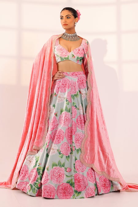 SANAM Flower Print Lehenga Set 