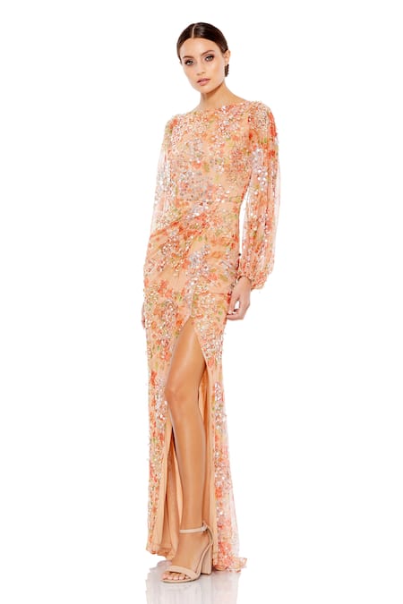 Mac Duggal Floral Sequined Gown 